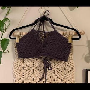 Purple crocheted halter Bikini top